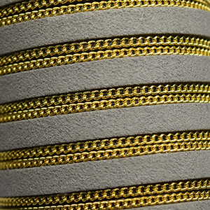Suede Flat Leather Cord with Gold Chain, 10×2.5mm – Grey – Beazu