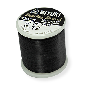 Thread, Miyuki Size B Nylon Thread, Black, (50 meters/55 yard spool) – Beazu