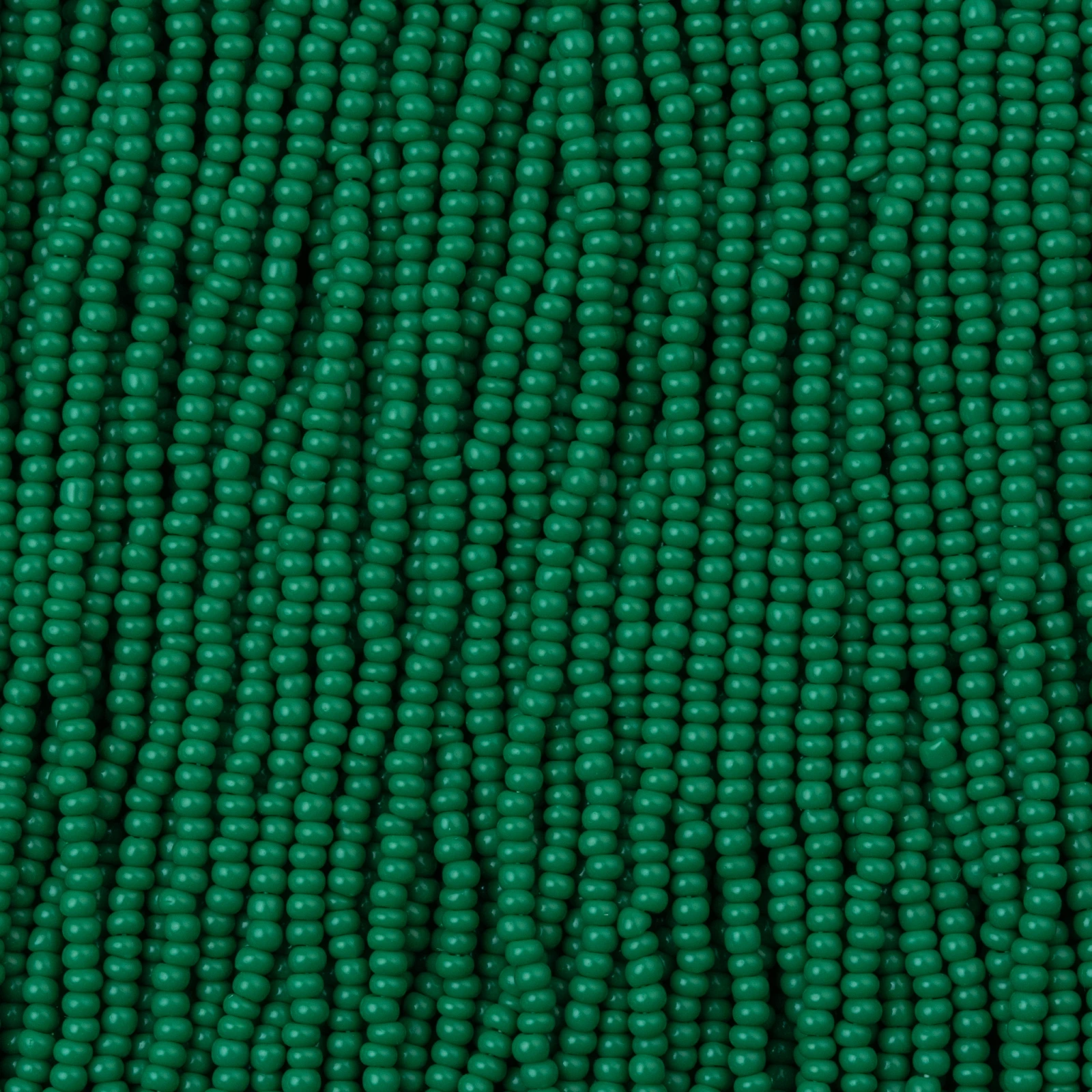 Czech Seed Beads, 13/0 – Opaque Dark Green (strung) – Beazu